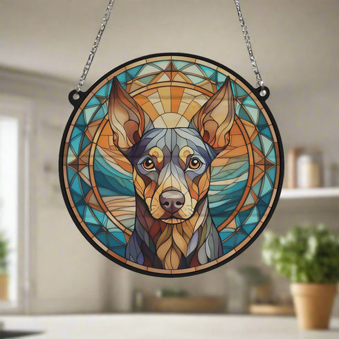 Miniature Pinscher Stained Glass Effect Suncatcher